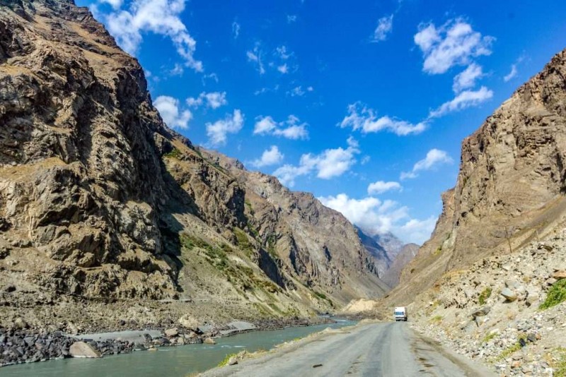 Thung lũng Wakhan: Tajikistan bên phải, Afghanistan bên trái.