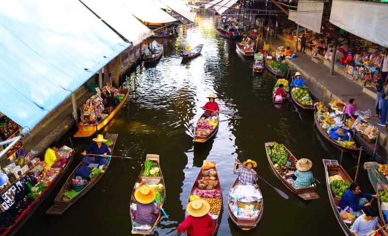 Chợ nổi Damnoen Saduak: Văn hóa đặc trưng Thái Lan