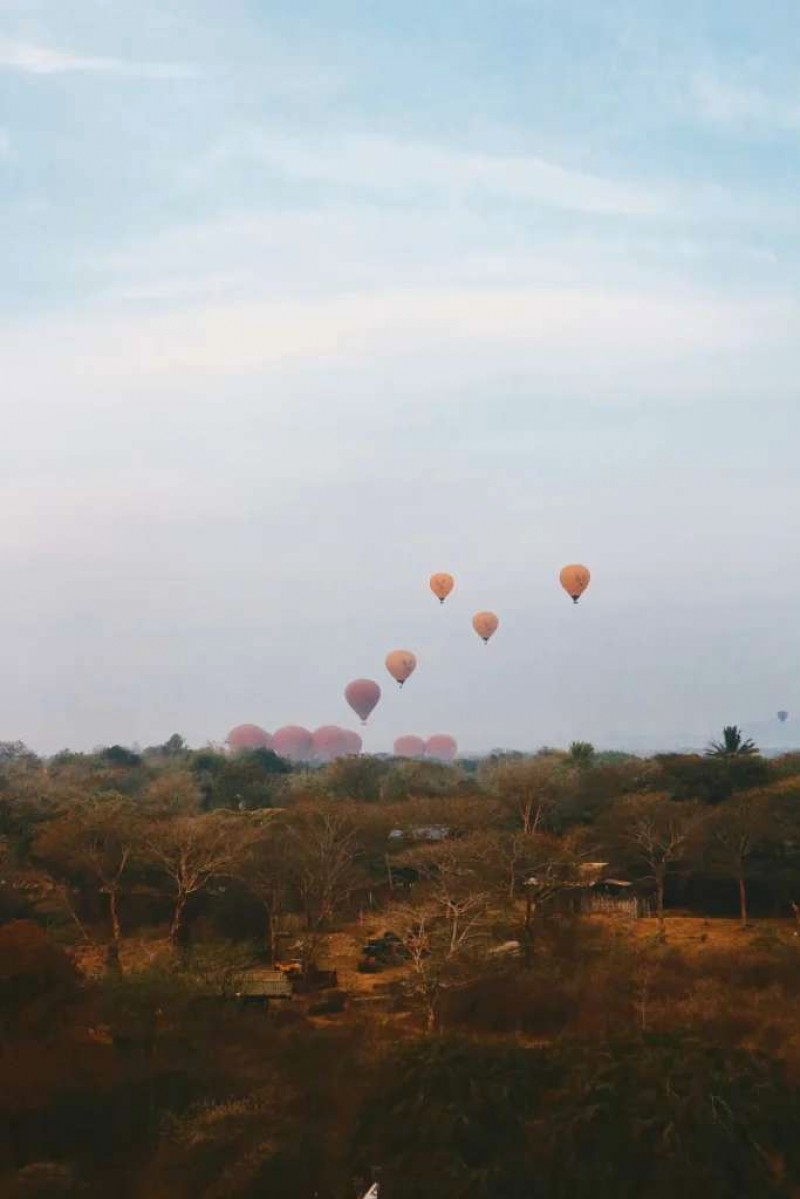 Bình minh Bagan trên khinh khí cầu.